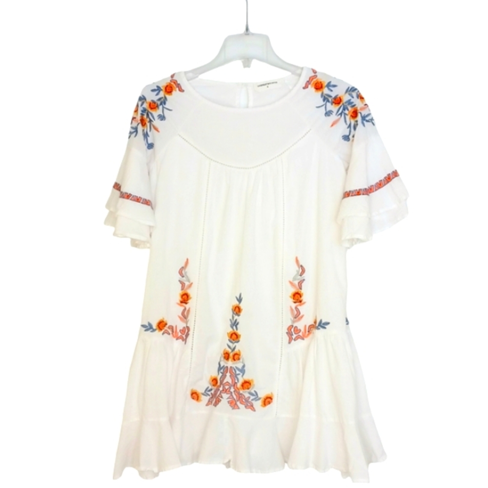 Goodnight Macaroon Multicolor Embroidered Tiered Mini Dress Womens Sz Small